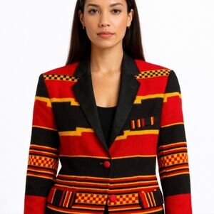 ⭐️ Host Pick ⭐️ Vintage | Abstract Eclectic Cotton Colorful Blazer